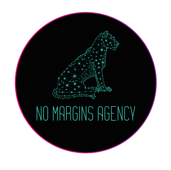 No Margins Agency logo showing a lion as a blue constellation